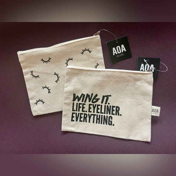 AOA Studio Eyeliner Canvas Makeup Pouches NWT - Picture 1 of 1